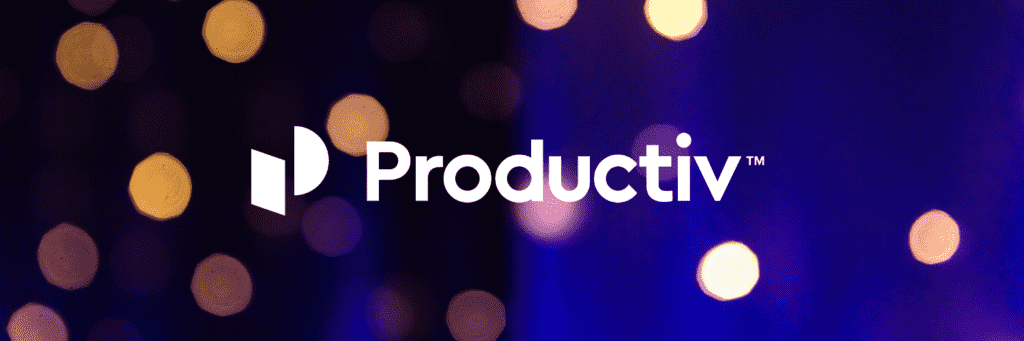 Productiv logo with blurred lights