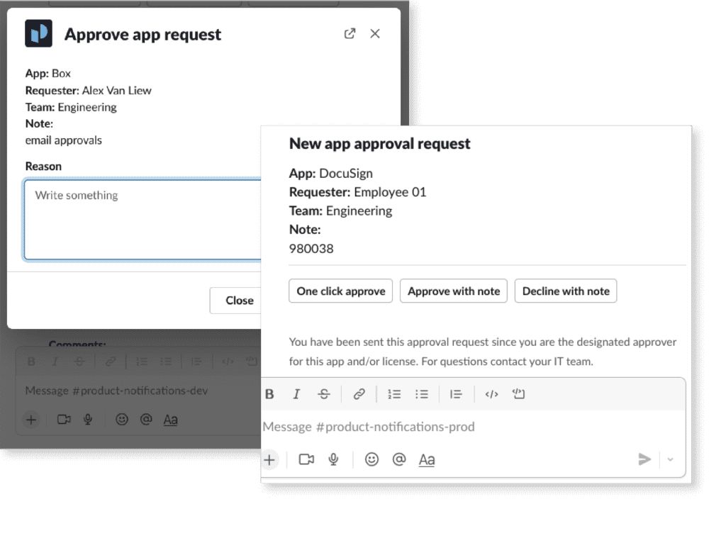 Slack in-app approvals