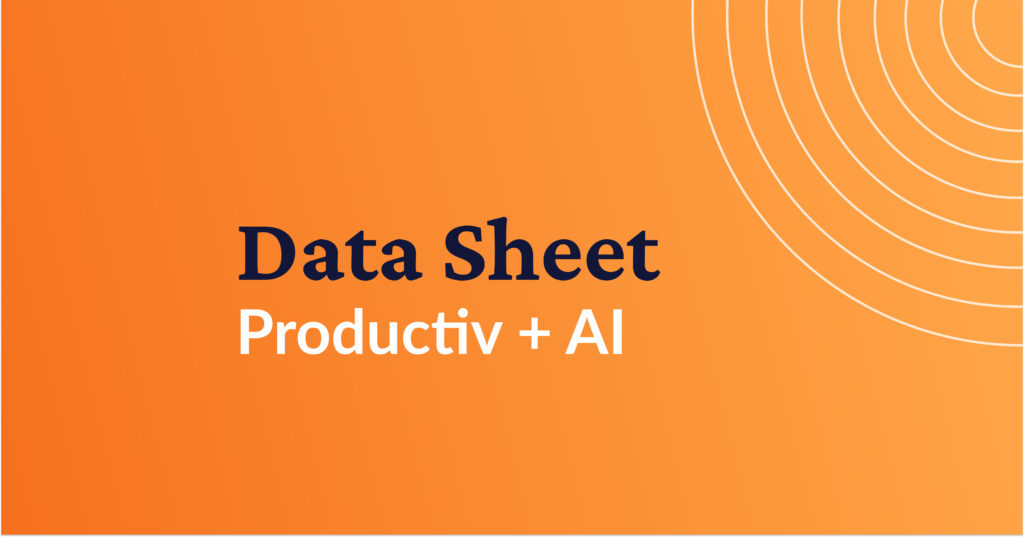 Image reads "Data Sheet. Productiv + AI"