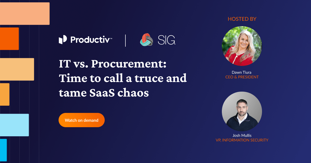 Image reads: IT vs Procurement: Time to call a truce and tame SaaS chaos